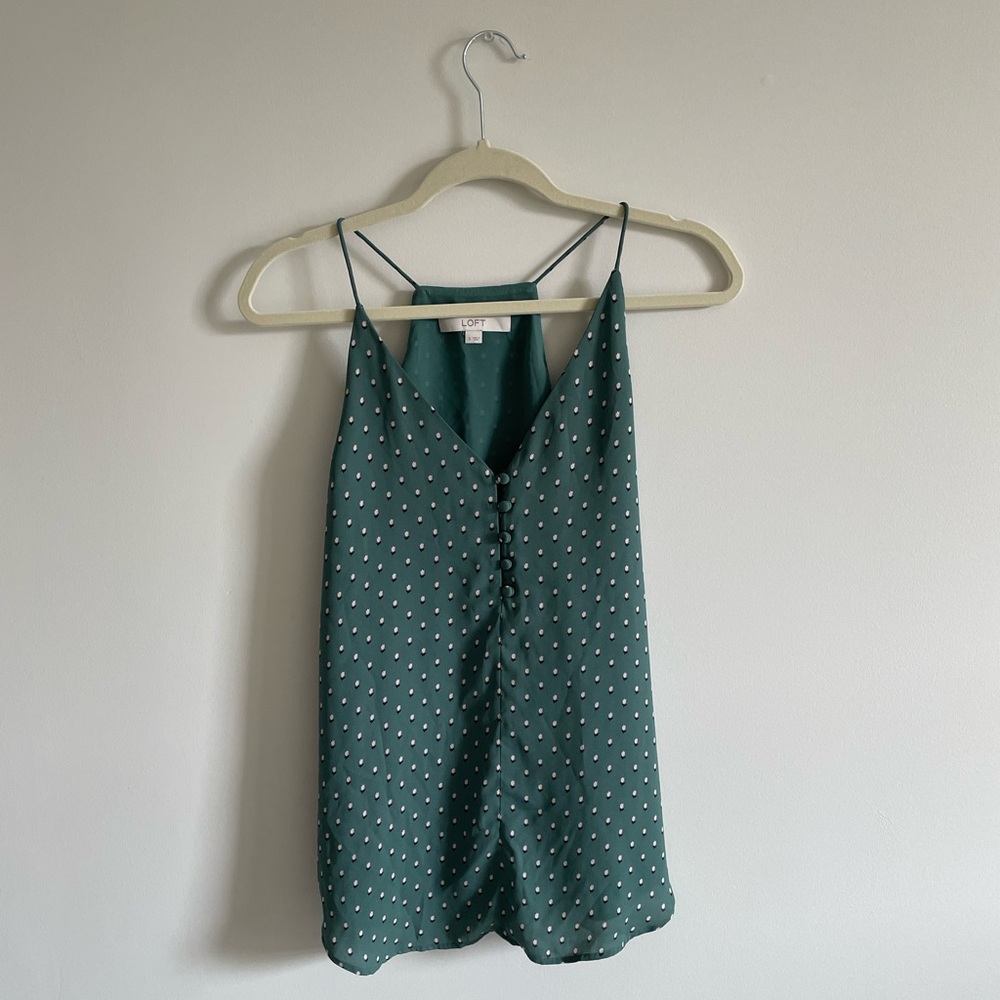 Green floral tank top